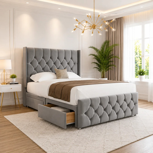 Chesterfield winged divan bed - winged,