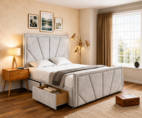 Chesterfield winged divan bed - winged,