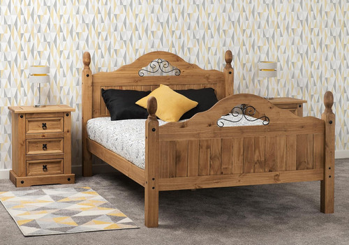 Rustic solid pine bed - pine, frame