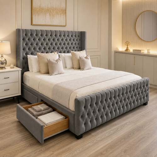 Winged headboard divan bed set - headboard,