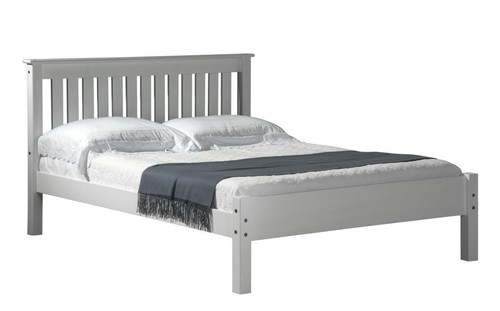 Wooden white pine bed slatted - white,