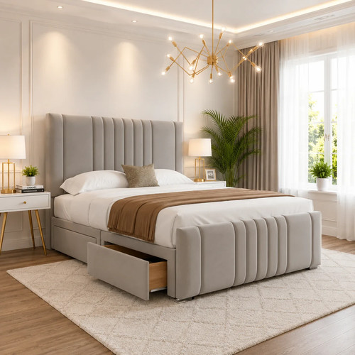 Chesterfield winged divan bed - winged,